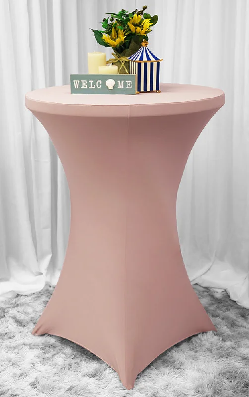 30"x42" Cocktail Spandex (220 GSM) Table Cover - Blush Pink/Rose Gold (1pc)