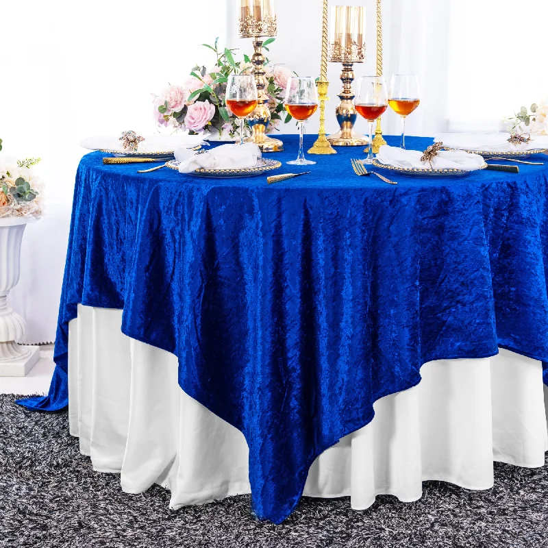 85"x85" Seamless Square Ice Crushed Velvet (200 GSM) Tablecloth/Table Overlay - Royal Blue (1pc)