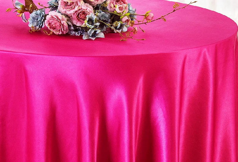 132" Round Heavy Duty Satin Tablecloth - Fuchsia (1pc)