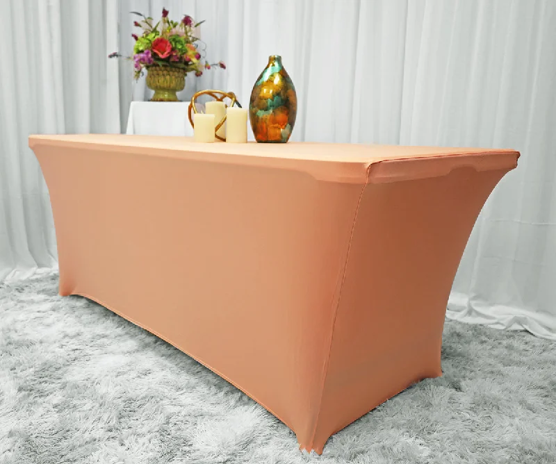 8 Ft Rectangular Spandex (220 GSM) Table Cover - Apricot/Peach (1pc)