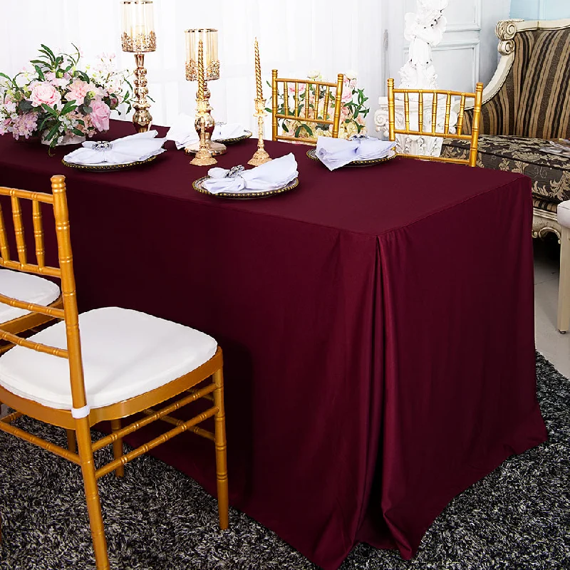 8 Ft Rectangular Scuba (Wrinkle-Free) (240 GSM) Fitted Table Cover - Burgundy (1pc)