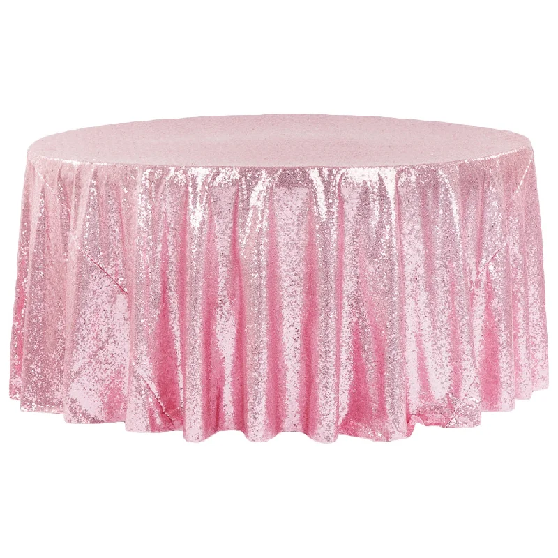 Glitz Sequins 132" Round Tablecloth - Pink