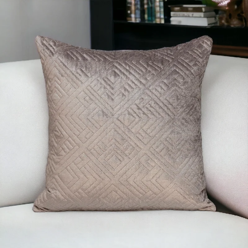 Quilted Taupe Decorative Throw Pillow