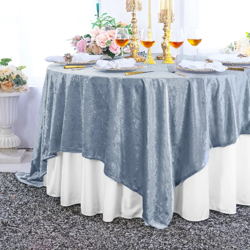 85"x85" Seamless Square Ice Crushed Velvet (200 GSM) Tablecloth/Table Overlay - Dusty Blue (1pc)