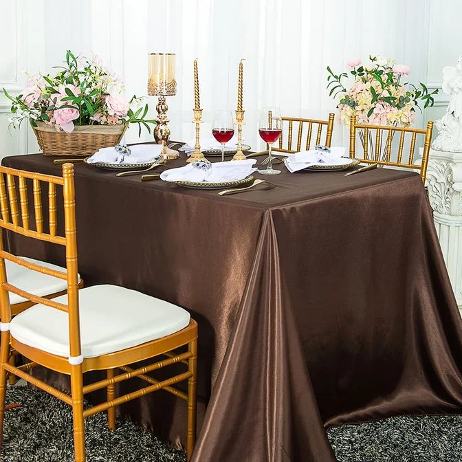 54"x108" Seamless Rectangular Satin Tablecloth/Overlay - Chocolate (1pc)