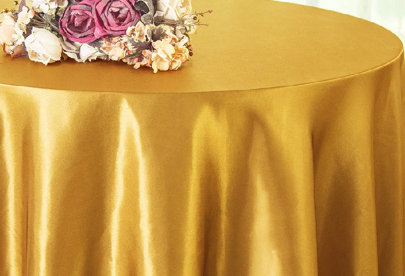 108" Seamless Round Satin Tablecloth - Gold (1pc)