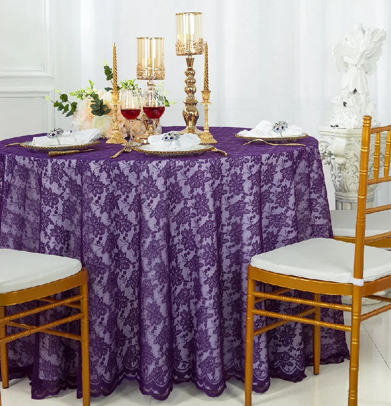 108" Round Caspari Lace Tablecloth/Table Overlay - Eggplant (1pc)