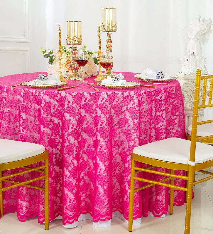 108" Round Caspari Lace Tablecloth/Table Overlay - Fuchsia (1pc)