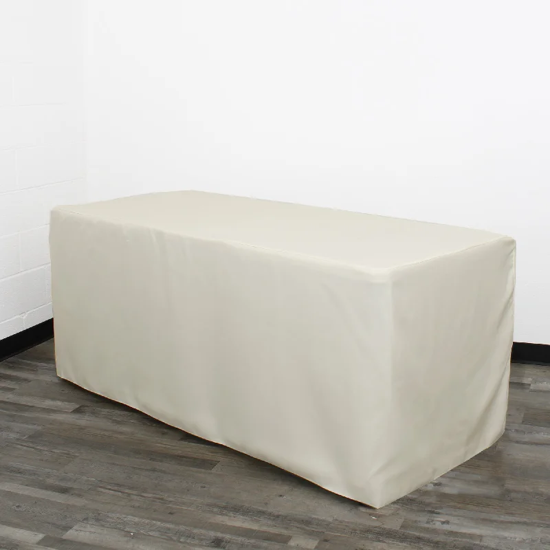 8 ft. Polyester Fitted Tablecloth Rectangular Ivory