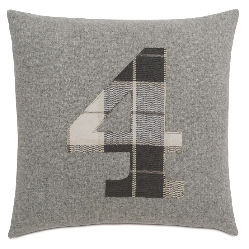 Solid Number "4" Laser Cut Appliqué Throw Pillow Cover 20x20