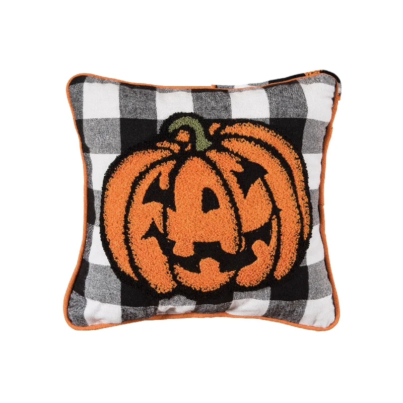 Jack-o-Lantern Check Pillow