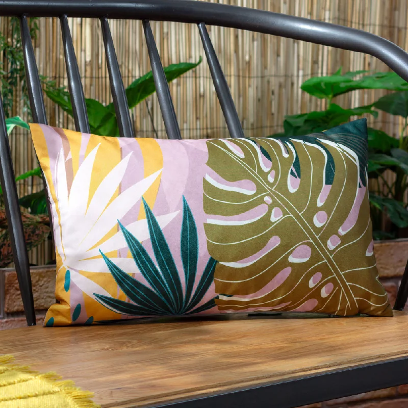 Leafy Rectangular Outdoor Cushion Blush