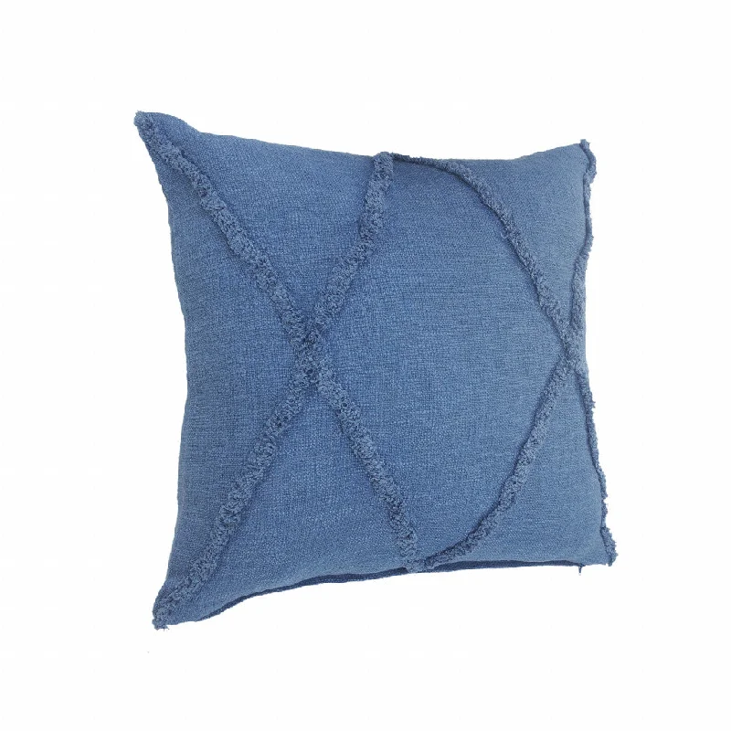 20" X 20" Classic Blue 100% Cotton Diamond Zippered Pillow