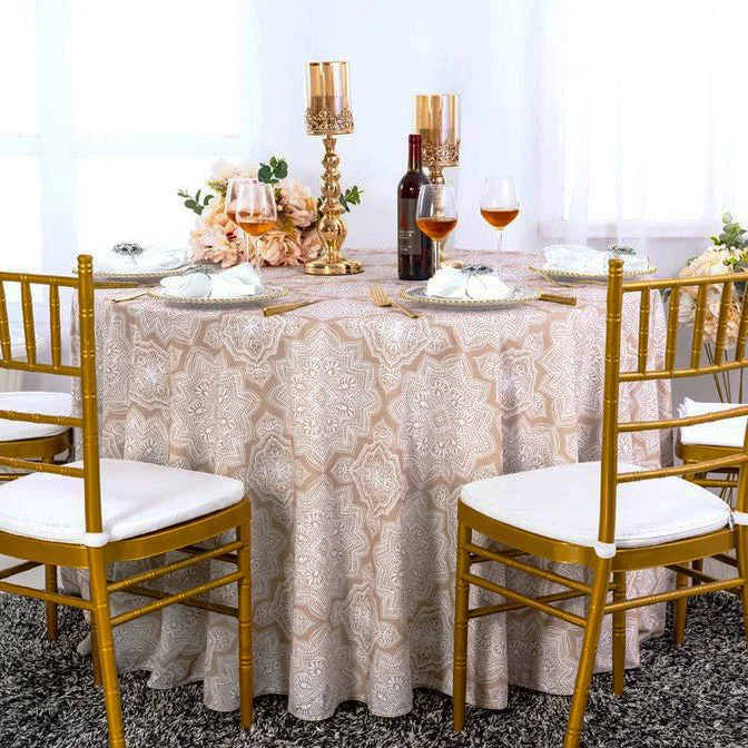 132" Round Henna Scuba (Wrinkle-Free) (240 GSM) Tablecloth - Champagne (1pc)