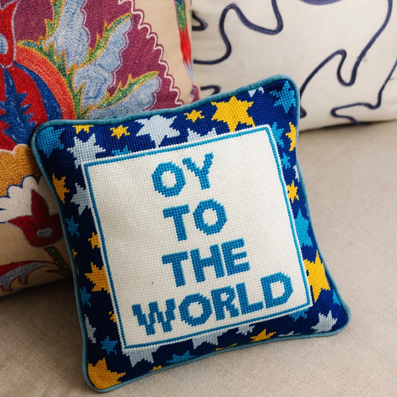 Oy Needlepoint Pillow