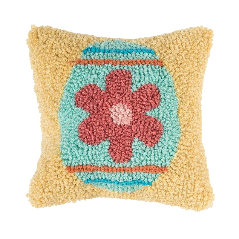 Flower Egg Hooked Mini Pillow