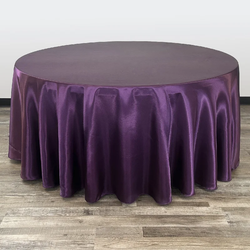 132 inch Satin Round Tablecloth Eggplant