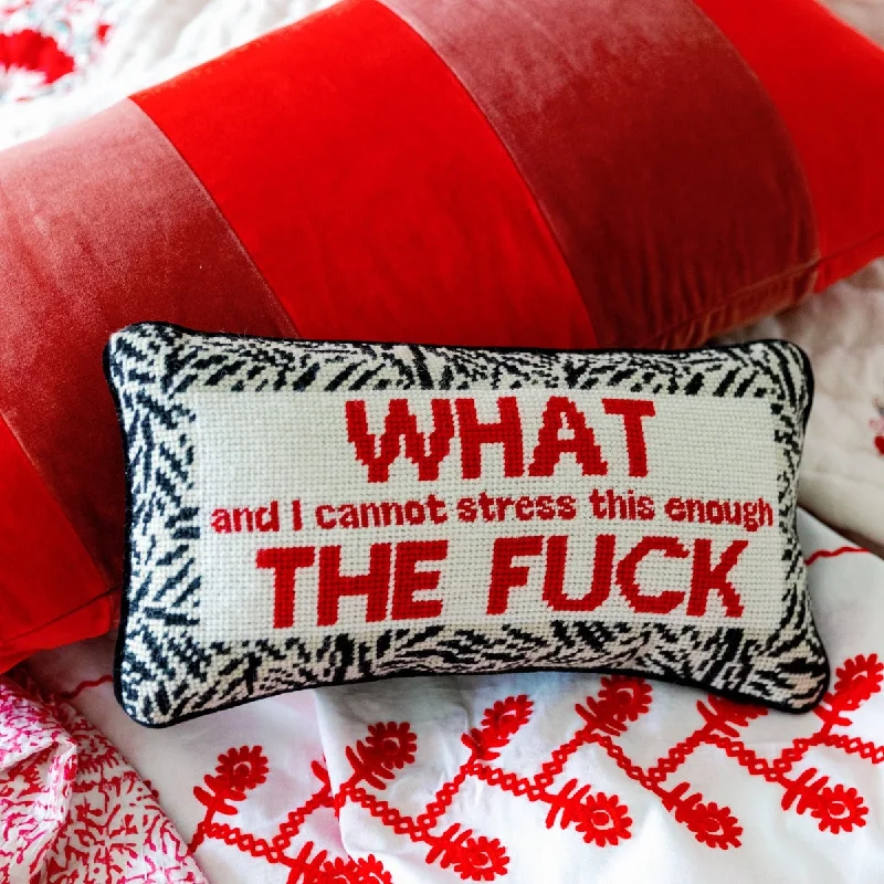 WTF Needlepoint Pillow