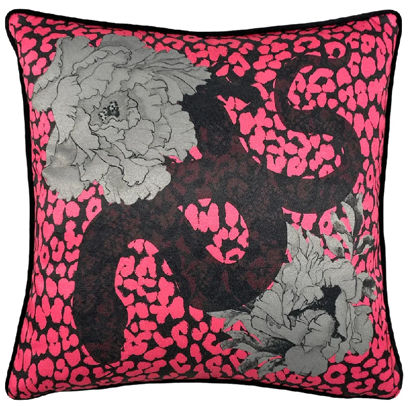 Serpentine Animal Print Cushion Pink/Charcoal