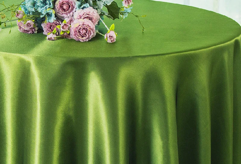 90" Seamless Round Satin Tablecloth - Moss Green (1pc)