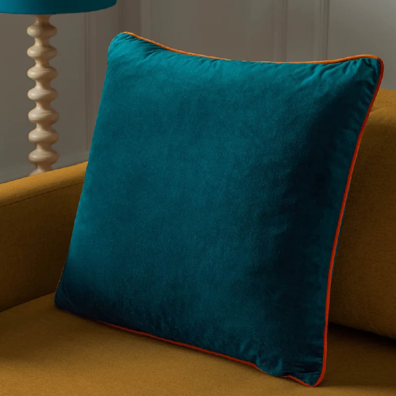 Meridian Velvet Cushion Teal/Tiger