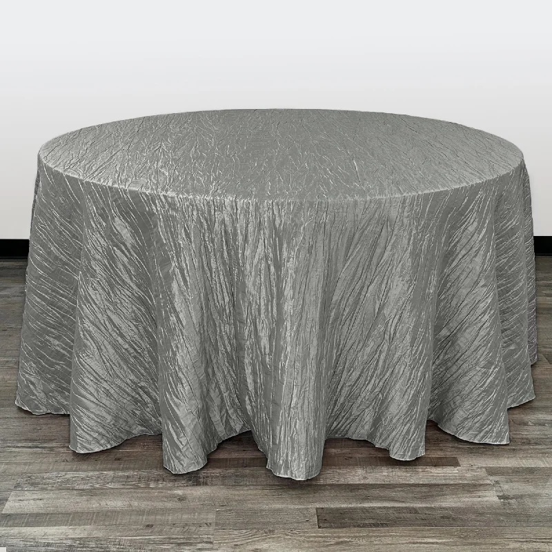 132 inch Crinkle Taffeta Round Tablecloth Platinum