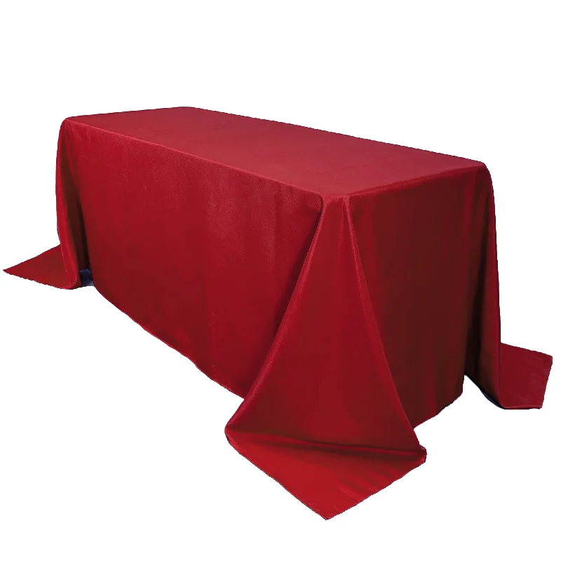 90 x 132 inch Polyester Rectangular Tablecloth Dark Red