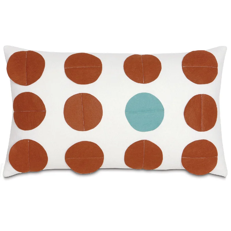 Cream and Brick Red Polka Dot Lumbar Pillow Cover 13x22