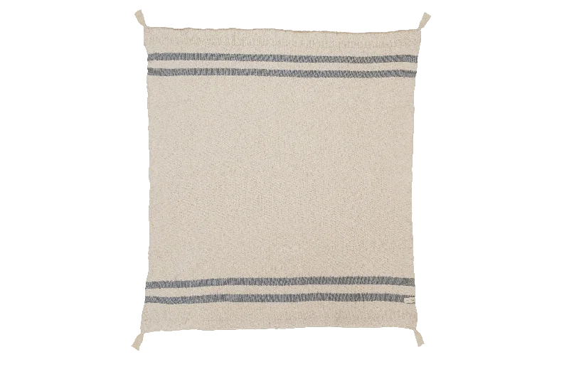 Knitted Stripes Blanket in Natural & Grey