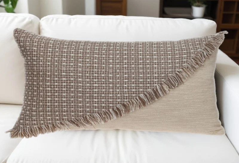 Sandy Beige Textured Throw Pillow