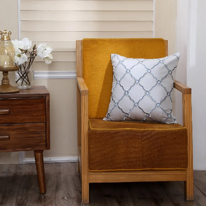 Lattice Embroidered Cushion Cover