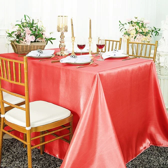 54"x108" Seamless Rectangular Satin Tablecloth/Overlay - Coral (1pc)