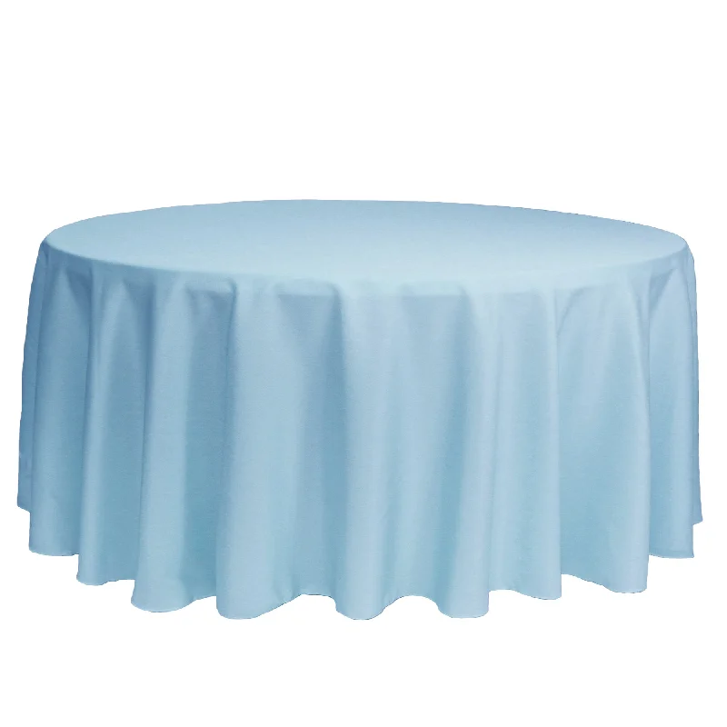 132 inch Polyester Round Tablecloth Light Blue