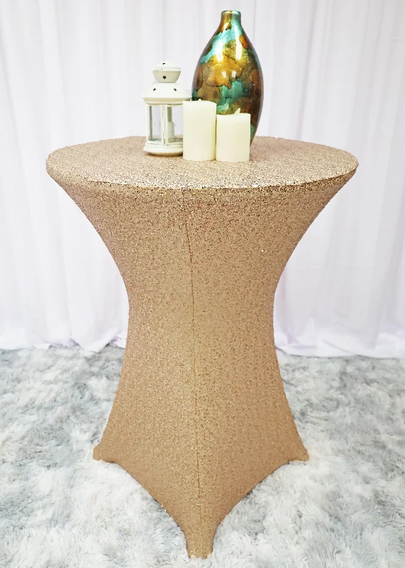 30"x42" Cocktail Sequin Spandex Table Cover - Champagne (1pc)