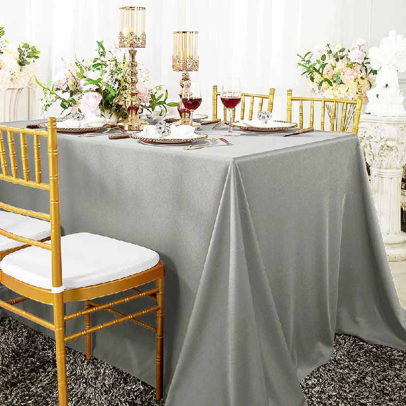 60"x120" Seamless Rectangular Scuba (Wrinkle-Free) (240 GSM) Tablecloth - Silver (1pc)