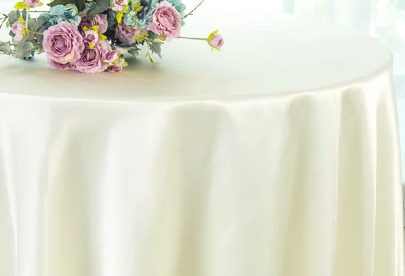 90" Seamless Round Satin Tablecloth - Ivory (1pc)