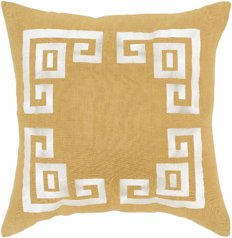 Yeppoon Mustard Greek Key Throw Pillow - Clearance