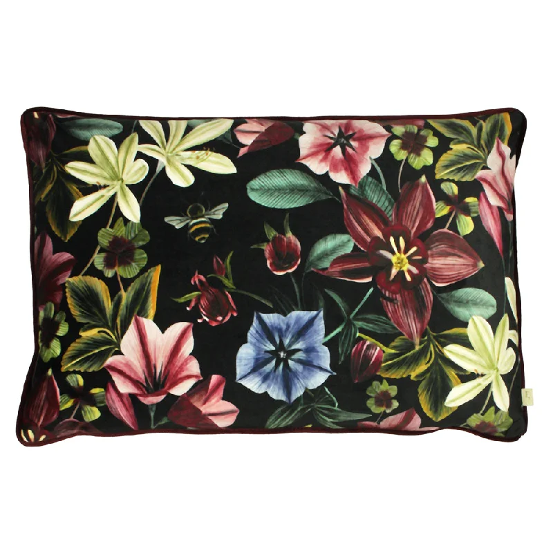 Midnight Garden Floral Rectangular Cushion Shiraz