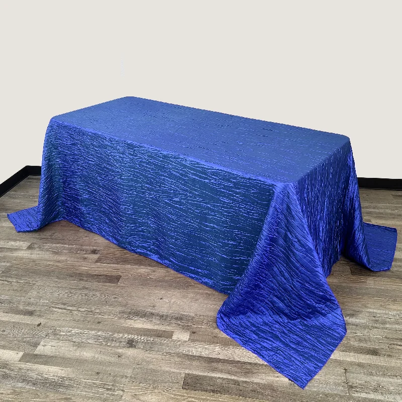 90 x 156 inch Crinkle Taffeta Rectangular Tablecloth Royal Blue