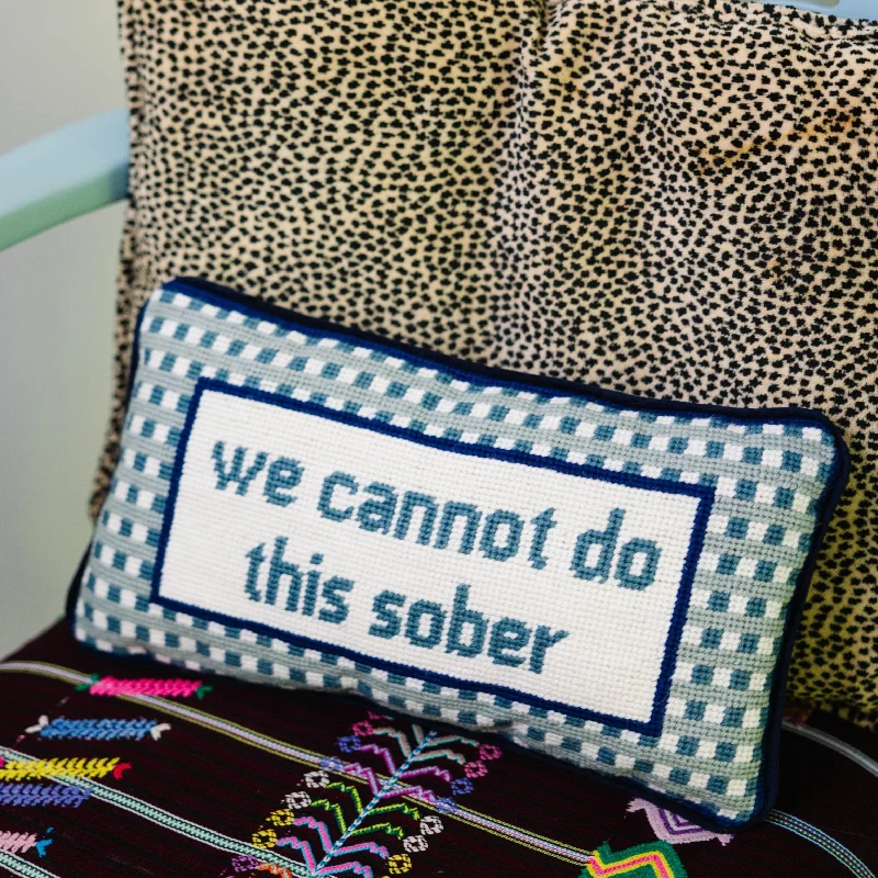 Sober Needlepoint Pillow