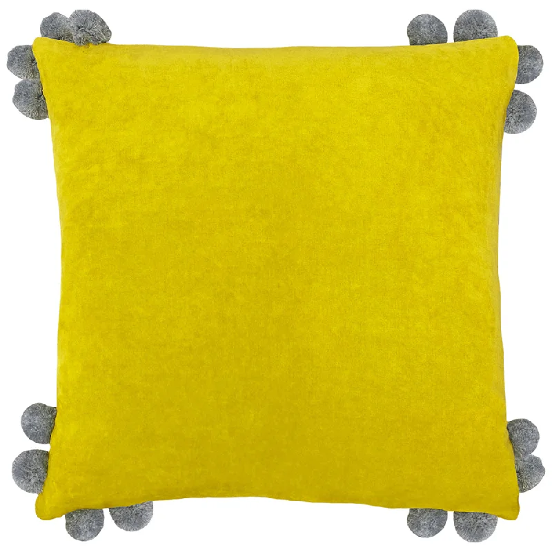 Hoola Pom-Pom Cushion Yellow/Grey