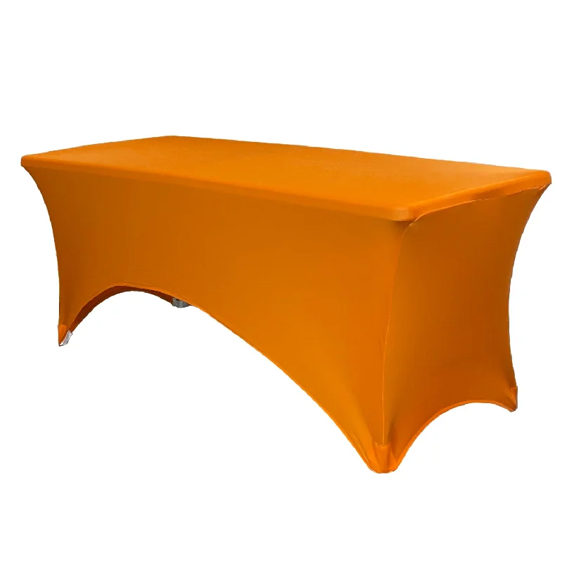 Stretch Spandex 6 Ft Rectangular Table Cover Orange