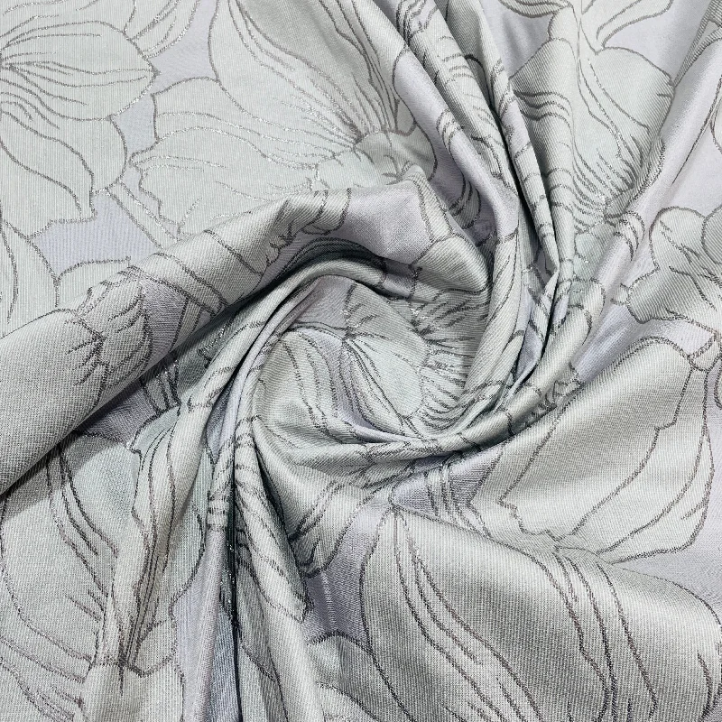 Purple & Grey Floral Brocade Jacquard Fabric