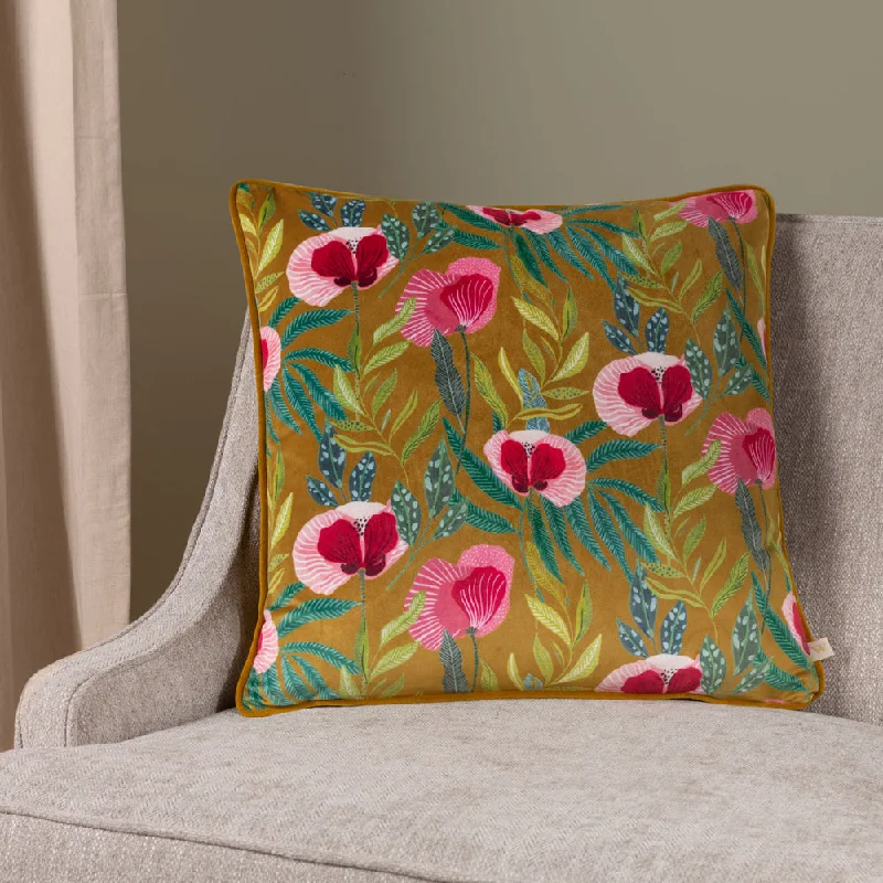 House of Bloom Poppy Cushion Saffron