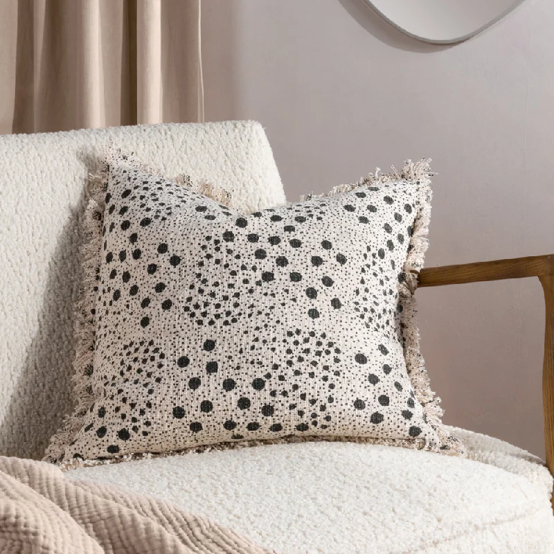 Hara Woven Fringed Cotton Cushion Lichen