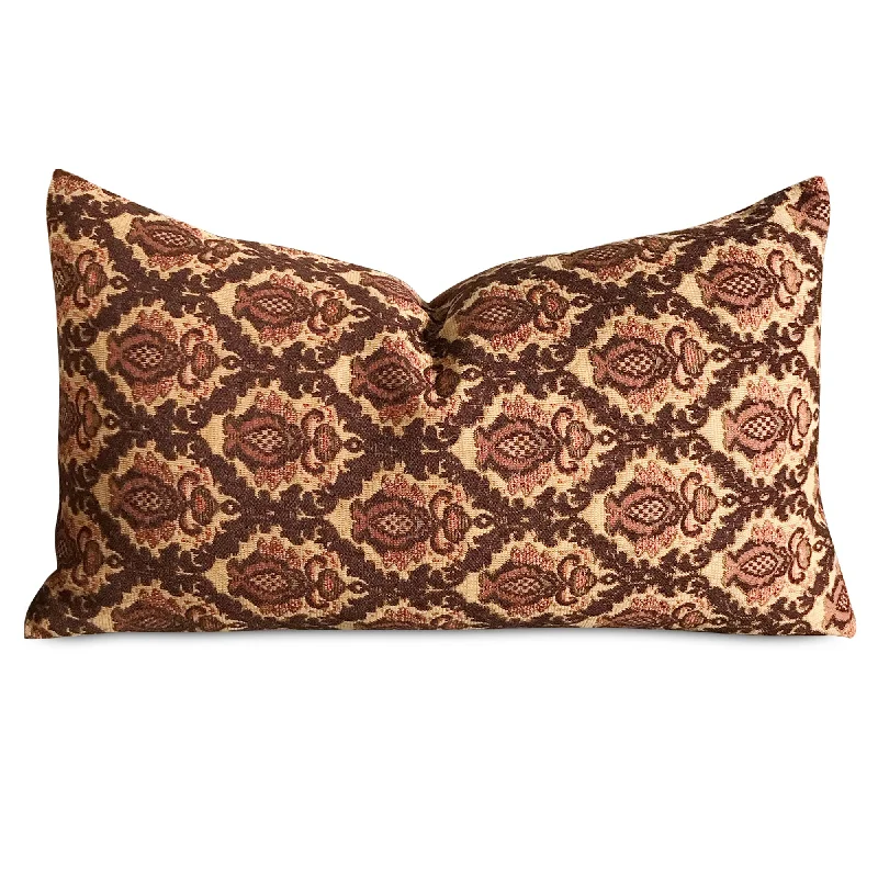 Burgundy French Royal Trellis Lumbar Pillow Cover 15x26