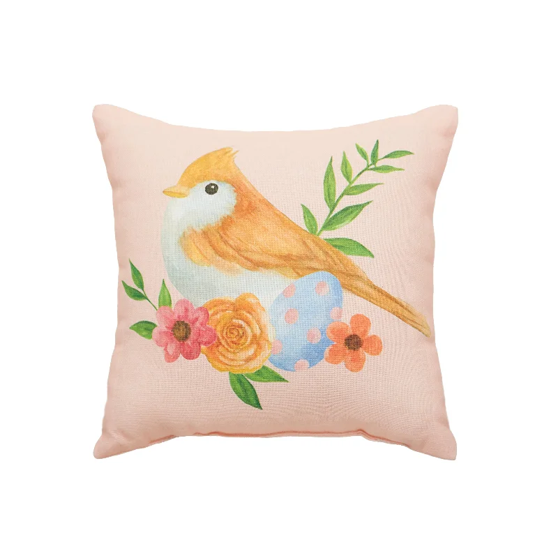 Pink Floral Bird Pillow