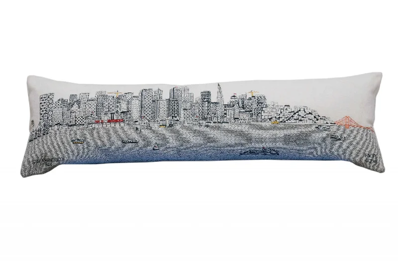 46" White San Francisco Daylight Skyline Lumbar Decorative Pillow