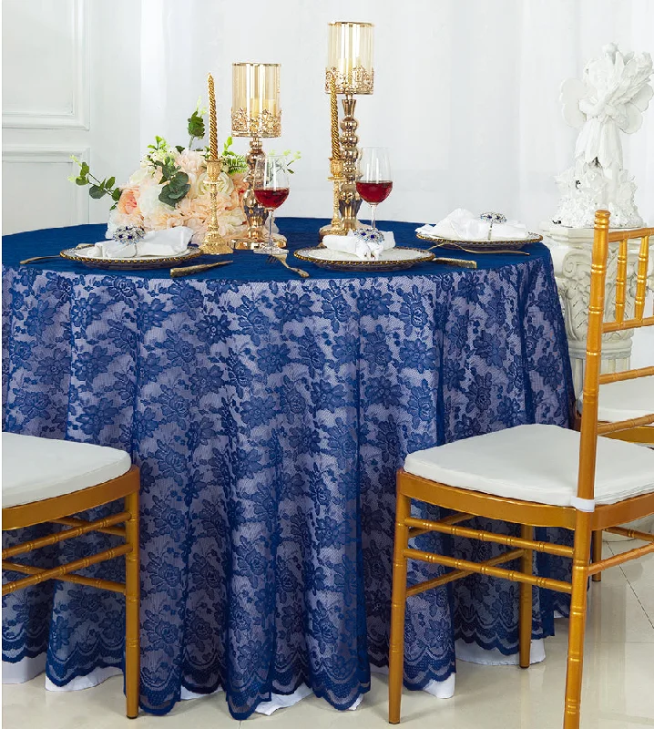 108" Round Caspari Lace Tablecloth/Table Overlay - Navy Blue (1pc)