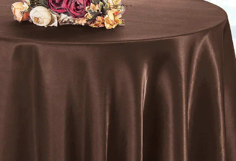 90" Seamless Round Satin Tablecloth - Chocolate (1pc)